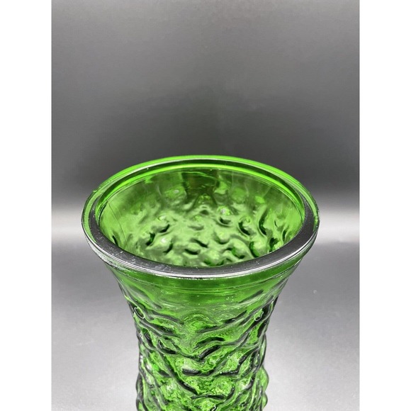 Vintage Hoosier Vase Green Crinkle Glass Vase Mid Century Modern Floral - Picture 2 of 6